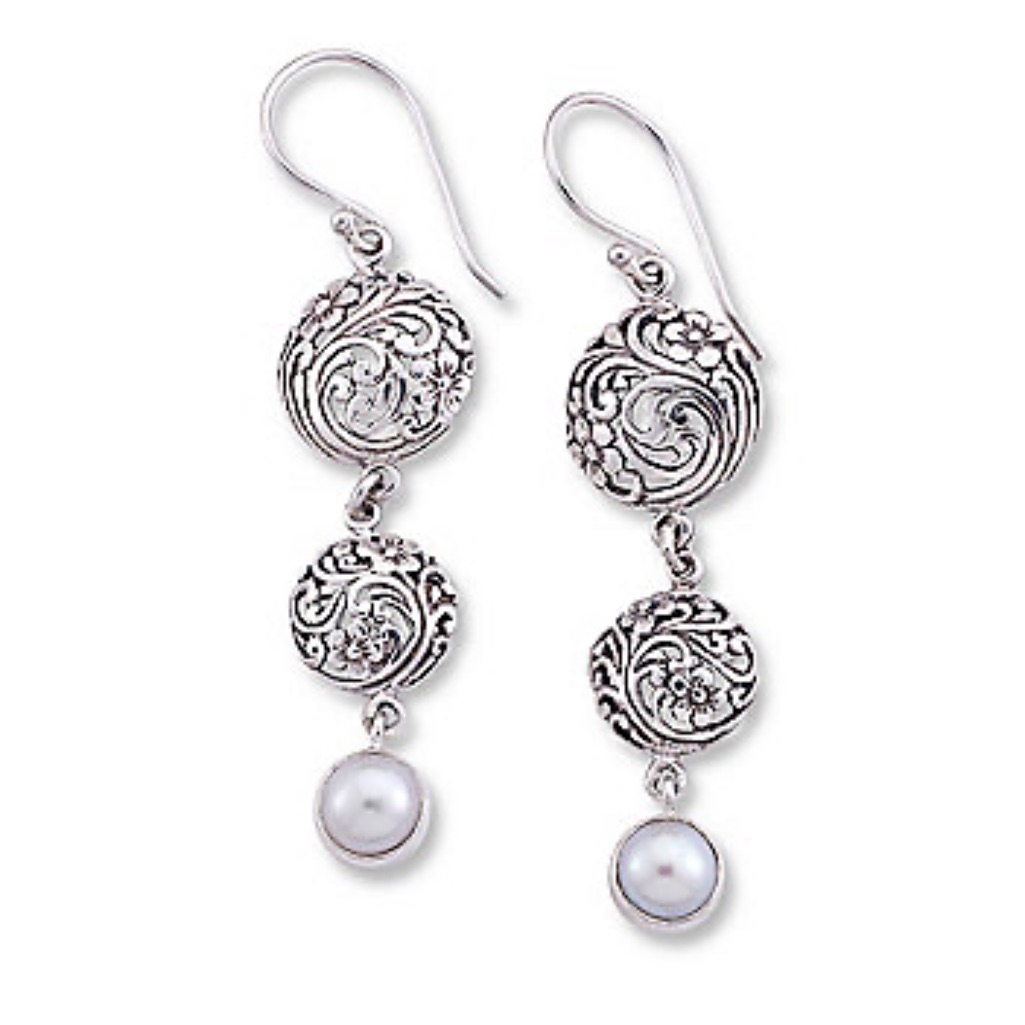 Samuel B. Silver Triple Drop Pearl Drop Earrings